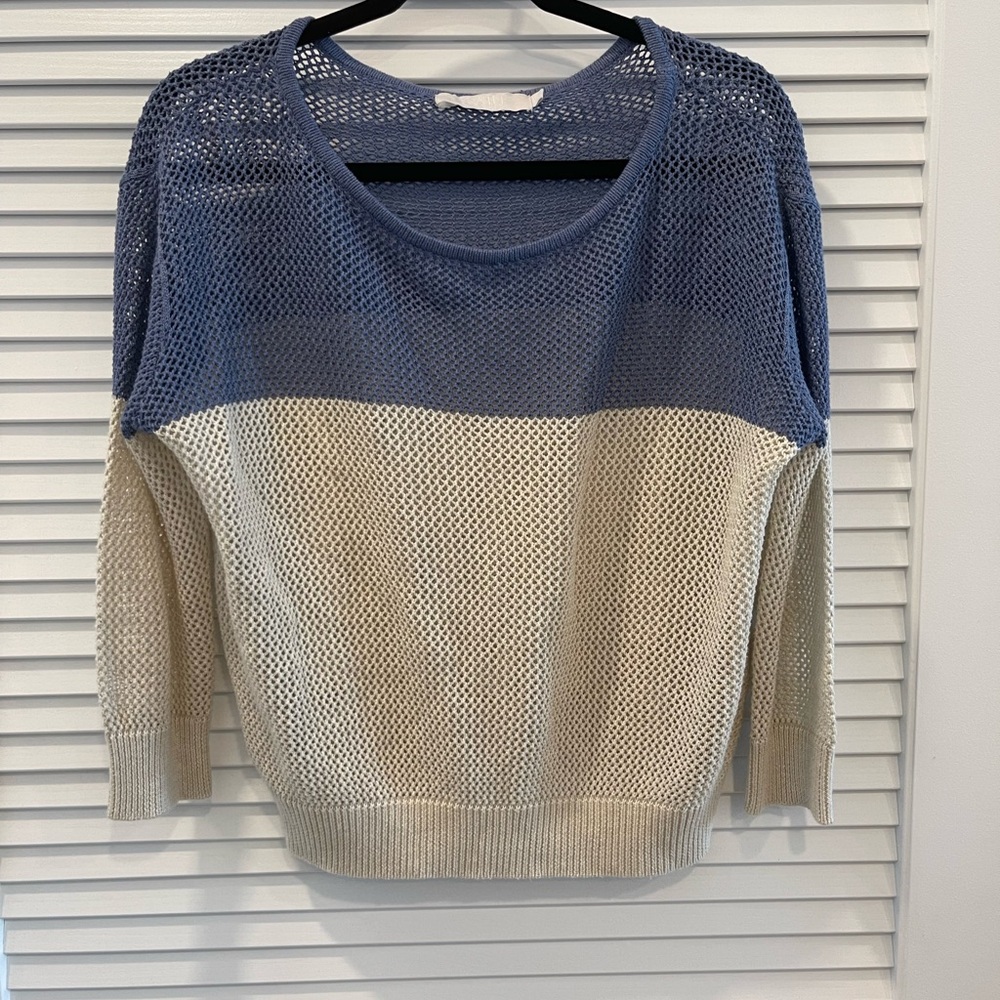 Kain Label Colorblock Blue and Cream Women's Mesh Sweater